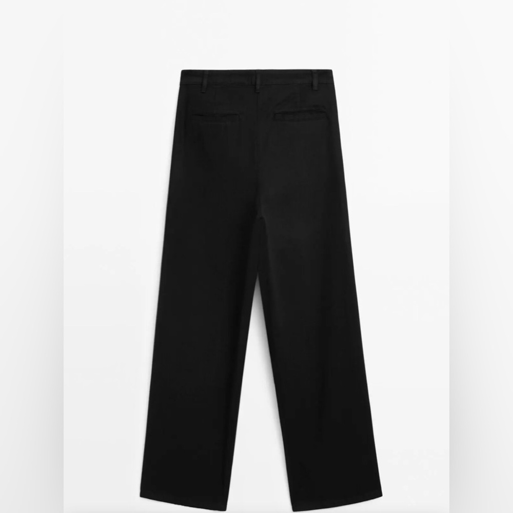 Massimo Dutti Women’s 4 Flowy Cotton Blend Black Trousers, Wide Leg. NWT - Picture 6 of 11